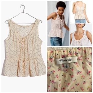 Madewell Shirred Drawstring Tank Top in Bright Buds.